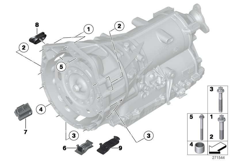 Крепление коробки передач для BMW F02N 740Li N55 (схема запчастей)