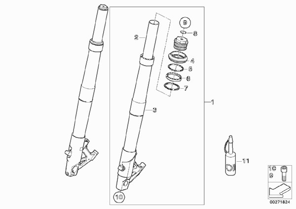 Стержень вилки для BMW K29 HP2 Sport (0458, 0468) 0 (схема запчастей)