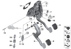 Педальный механизм для а/м с МКПП для BMW F26 X4 20iX N20 (схема запасных частей)