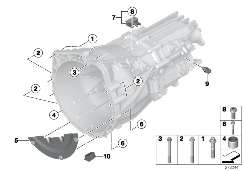 Крепление/дополнит.элементы КПП для BMW F21N 125i N20 (схема запчастей)