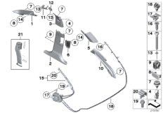 Облицовка стойки A / B / C / D для BMW F11 525d N57 (схема запасных частей)
