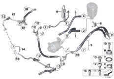 Трубопр.гидроус.рул.упр./Dynamic Drive для BMW F11N 530d N57N (схема запасных частей)