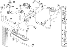 Водяной шланг системы охлаждения для BMW E70 X5 M S63 (схема запасных частей)