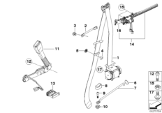 Ремень безопасности Пд для BMW E92N 330i N52N (схема запасных частей)