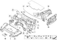 Звукоизоляция Пд для BMW E91 330xi N53 (схема запасных частей)