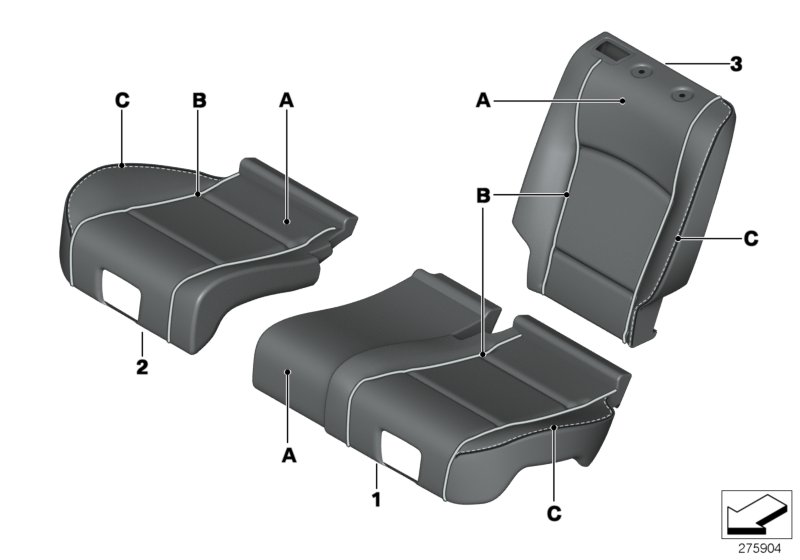 Обивка Individual заднего баз.сиденья для BMW F07 550i N63 (схема запчастей)