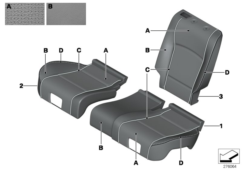 Базовое сид.Individual климат-кожа Зд для BMW F07 530d N57 (схема запчастей)