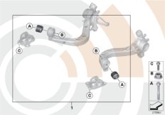 Ремкомплект продольного рычага подвески для BMW E46 318i N42 (схема запасных частей)