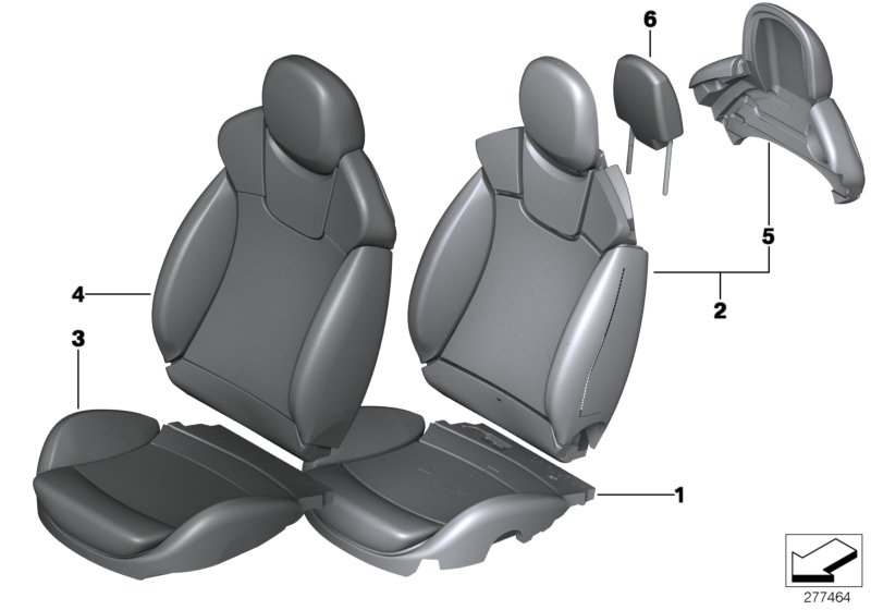 Переднее сиденье Recaro, спорт.сиденье для BMW R55N Cooper D 1.6 N47N (схема запчастей)