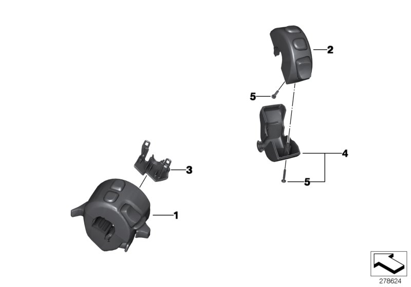 Комбинированный выключатель на руле для BMW K19 C 650 GT 16 (0C05, 0C15) 0 (схема запчастей)