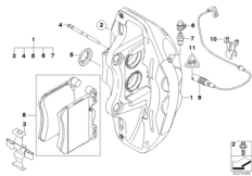 Датчик износа торм.накладки пер.колеса для BMW E70 X5 M S63 (схема запасных частей)