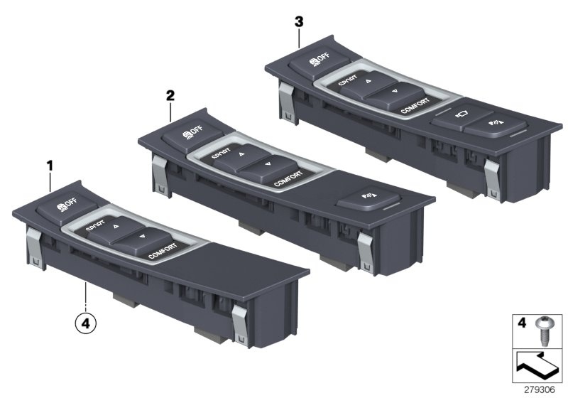 Панель управления в центральной консоли для BMW F10 520i N20 (схема запчастей)
