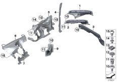 Дополнительные элементы моторного отсека для BMW F11 528i N20 (схема запасных частей)