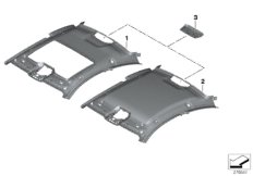 Инд.фасонная панель потолка Alcantara для BMW F13N 640iX N55 (схема запасных частей)