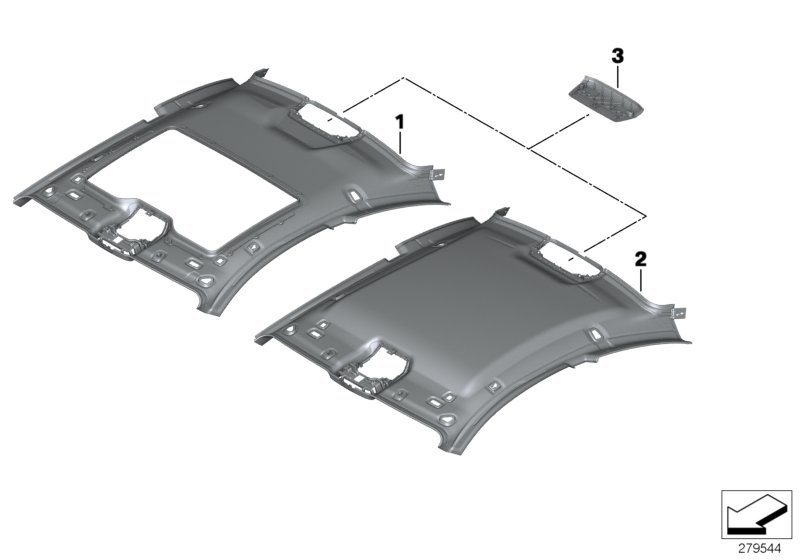Инд.фасонная панель потолка Alcantara для BMW F13 640i N55 (схема запчастей)
