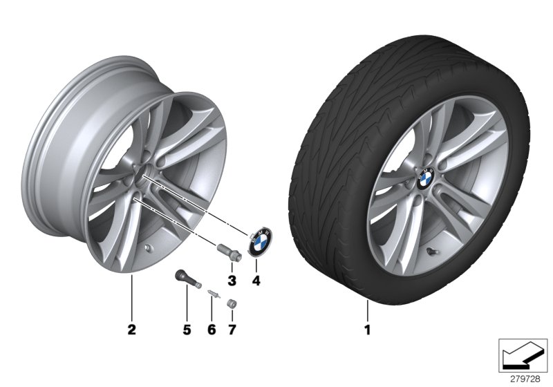 Л/c диск BMW со сдвоен.сп.диз.397 - 18'' для BMW F32 435iX N55 (схема запчастей)