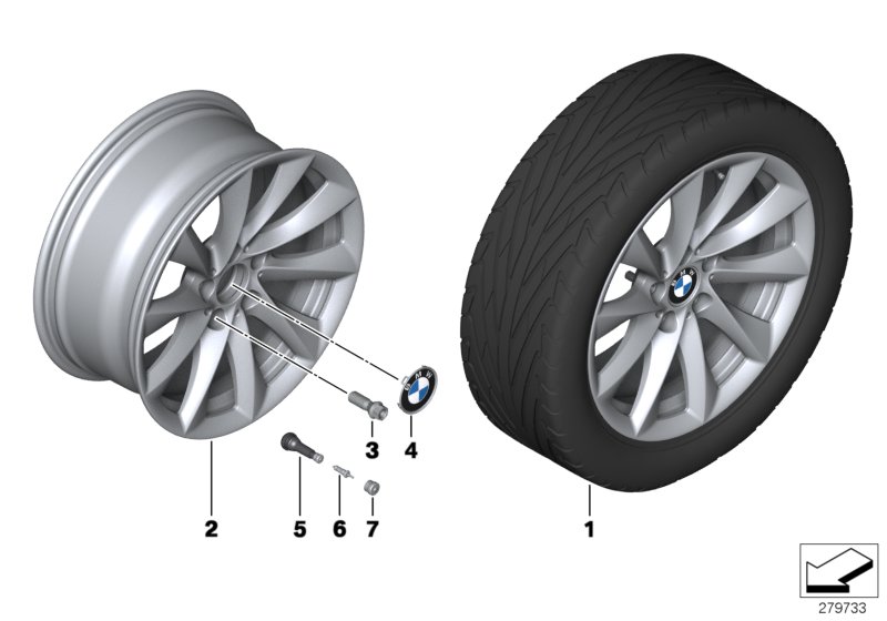 Л/с диск BMW турбинный дизайн 415 - 18'' для BMW F31 335i N55 (схема запчастей)