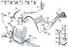 Трубопр.гидроус.рул.упр./Dynamic Drive для BMW F02 740Li N54 (схема запасных частей)