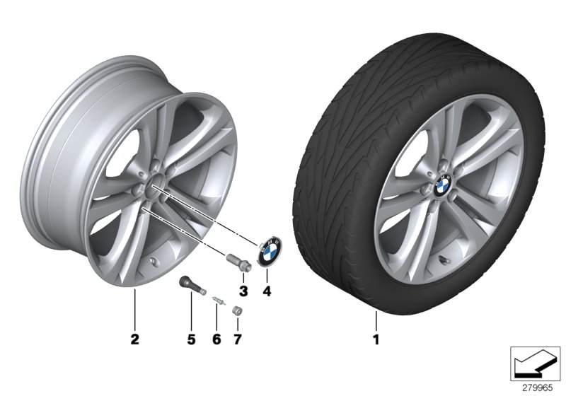 Л/c диск BMW со сдвоен.сп.диз.401 - 19'' для BMW F32 420iX N20 (схема запчастей)