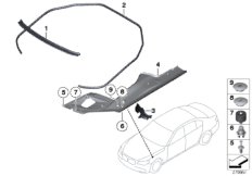 Уплотнители капота для BMW F02 750LiX N63 (схема запасных частей)