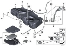 Топливный бак/дополнительные элементы для BMW R55 Cooper d W16 (схема запасных частей)