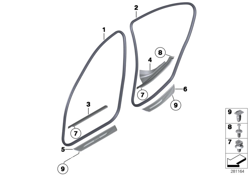 Защитная окантовка/накладка порога для BMW F10 528i N20 (схема запчастей)