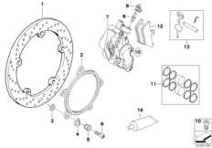 Тормозн.механизм колеса Пд Integral ABS для BMW 259S R 1100 S 98 (0422,0432) 0 (схема запасных частей)