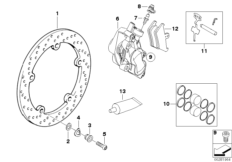 Тормозн.механизм пер.колеса без ABS для BMW 259S R 1100 S 98 (0422,0432) 0 (схема запасных частей)
