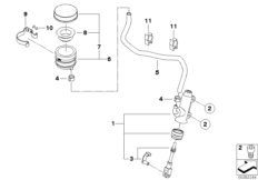 Главный тормозной цилиндр Зд с бачком для BMW 259S R 1100 S 98 (0422,0432) 0 (схема запасных частей)