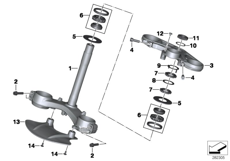 Перемычка вилки для MOTO K46 S 1000 RR 15 (0D10,0D21) 0 (схема запчастей)