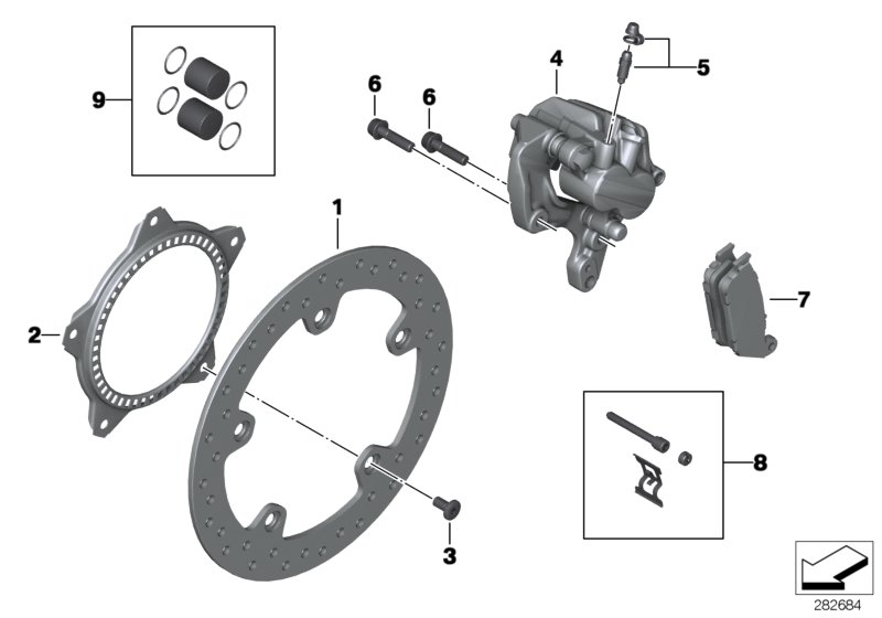Тормозной механизм заднего колеса для BMW K17 C evolution (0C03) 0 (схема запчастей)