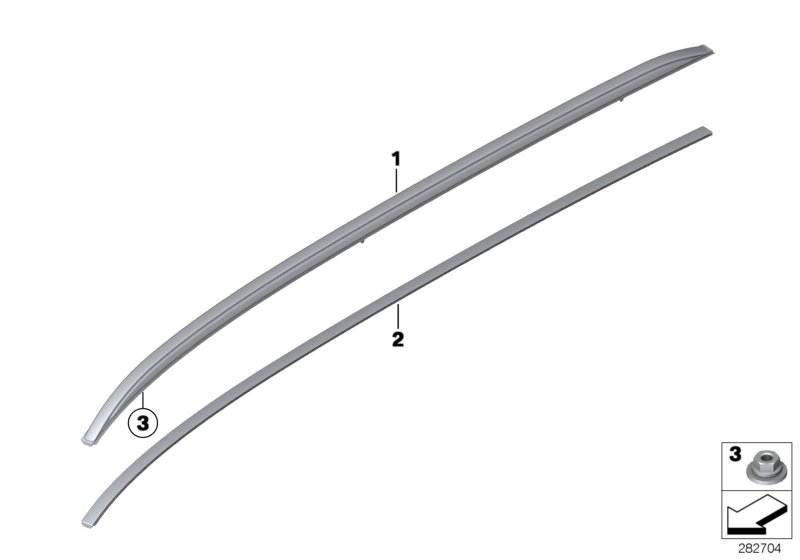 Декоративная планка крыши/леер для BMW F31N 330i B48 (схема запчастей)
