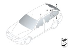 Остекление для BMW F31N 318i B38 (схема запасных частей)