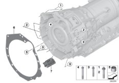 Крепление/дополнит.элементы КПП для BMW F10 Hybrid 5 N55 (схема запасных частей)