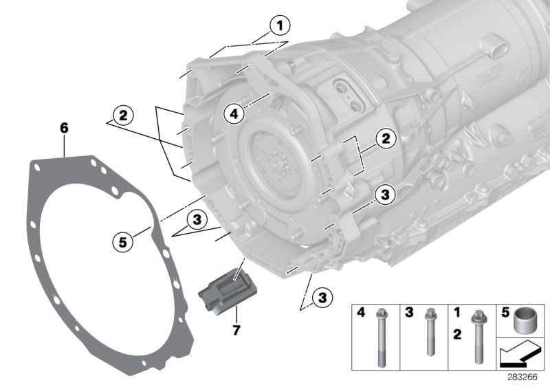 Крепление/дополнит.элементы КПП для BMW F10N Hybrid 5 N55 (схема запчастей)