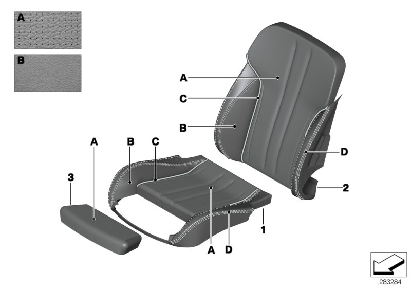 Инд.обивка сид.пов.комфорт.климат-кожа для BMW F13 650i N63 (схема запчастей)