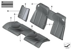 Кожаная обивка Зд сиденья Individual для BMW F12 640dX N57Z (схема запасных частей)