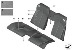 Инд.обивка заднего сиденья, климат-кожа для BMW F12 640i N55 (схема запасных частей)