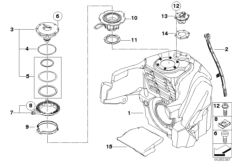 топливный бак для MOTO K44 K 1200 GT (0587,0597) 0 (схема запасных частей)