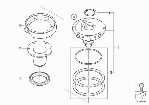 запорный механизм топливного бака для BMW R13 F 650 GS 00 (0172,0182) 0 (схема запчастей)