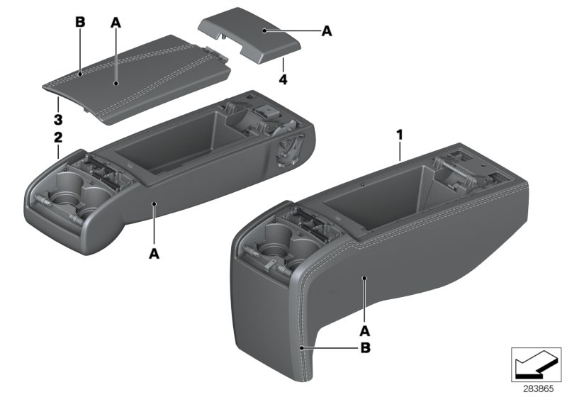 Индивидуальный задний подлокотник кожа для BMW F07 535iX N55 (схема запчастей)