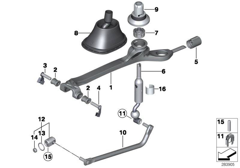 Механизм переключения передач МКПП для BMW F32 435iX N55 (схема запчастей)