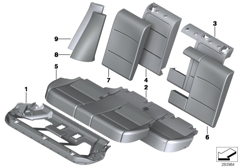 Набивка и обивка базового сиденья Зд для BMW F25 X3 20dX B47 (схема запчастей)