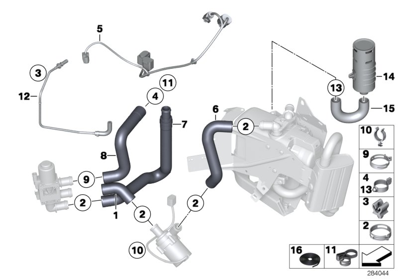 Автономная система отопления для BMW F01N Hybrid 7 N55 (схема запчастей)