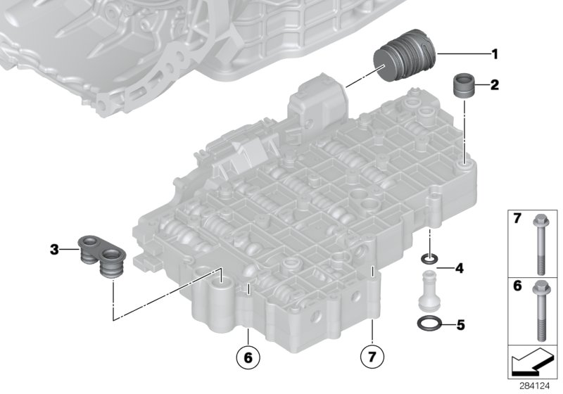 GA7AHSCD, доп.элементы мехатроника для BMW E72 Hybrid X6 N63 (схема запчастей)
