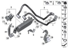 Теплообменник/трубопровод радиатора КПП для BMW F01N Hybrid 7 N55 (схема запасных частей)