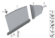 Солнецезащитная штора окна двери Зд для BMW F31 335iX N55 (схема запасных частей)