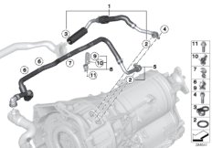 Контур системы охлаждения электромашины для BMW F01N Hybrid 7 N55 (схема запасных частей)