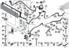 Контур сист.охл.электроники электромаш. для BMW F02N Hybrid 7L N55 (схема запасных частей)