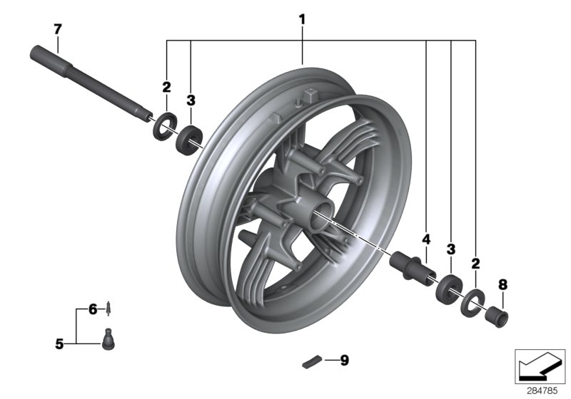 Переднее колесо для BMW K17 C evolution (0C03) 0 (схема запчастей)